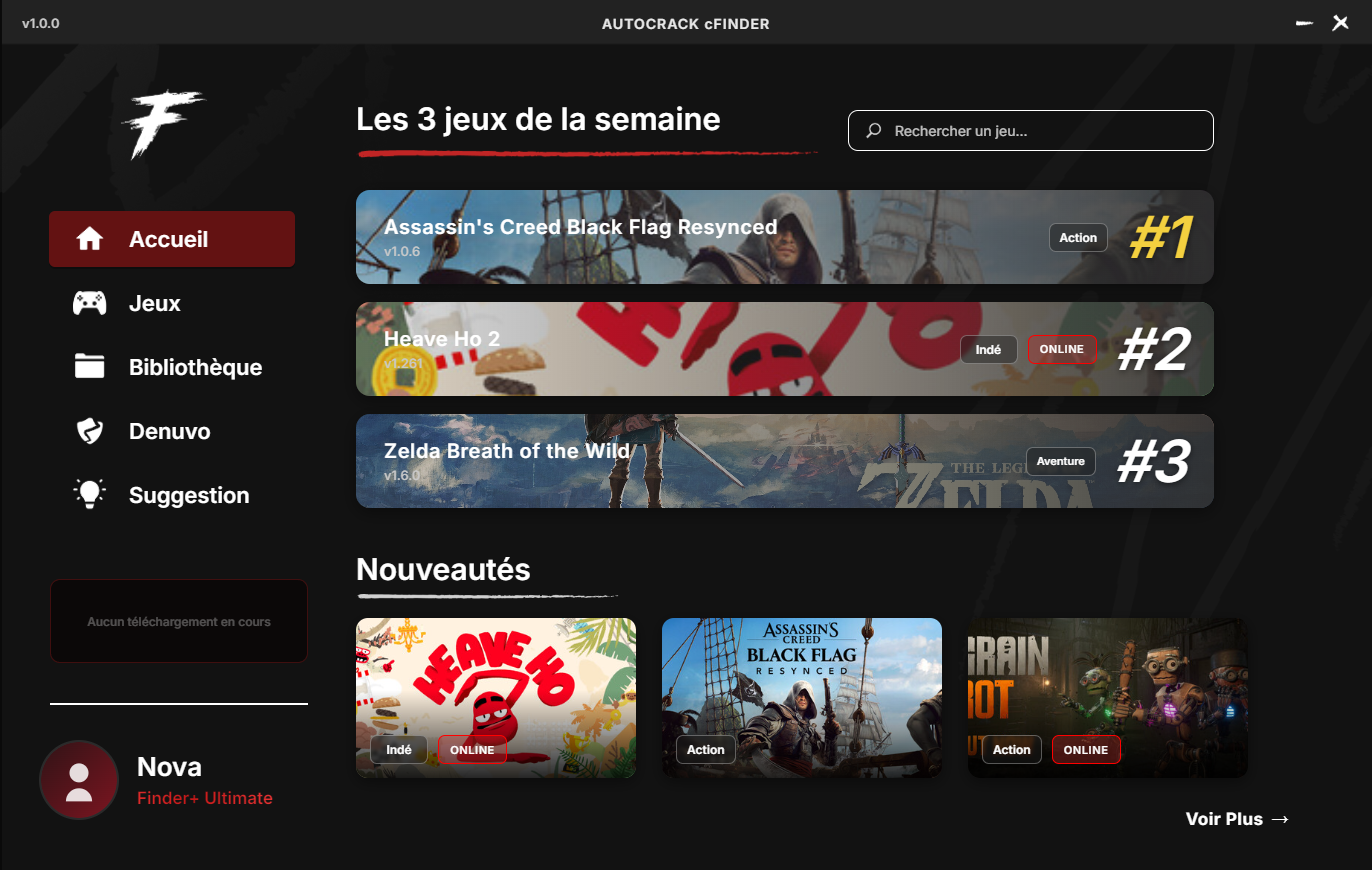 Interface de l'AutoCrack cFinder