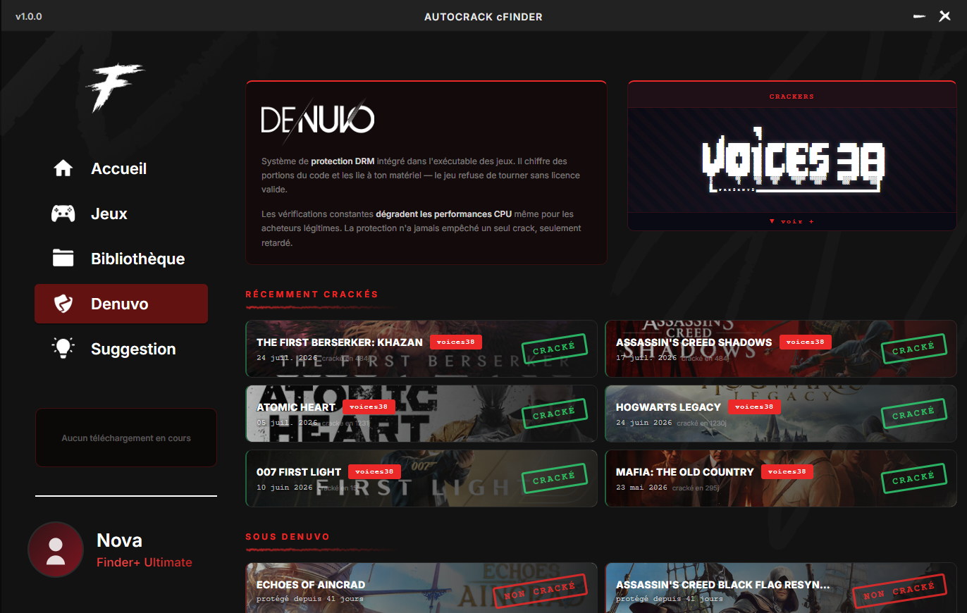 Tracker Denuvo de l'AutoCrack