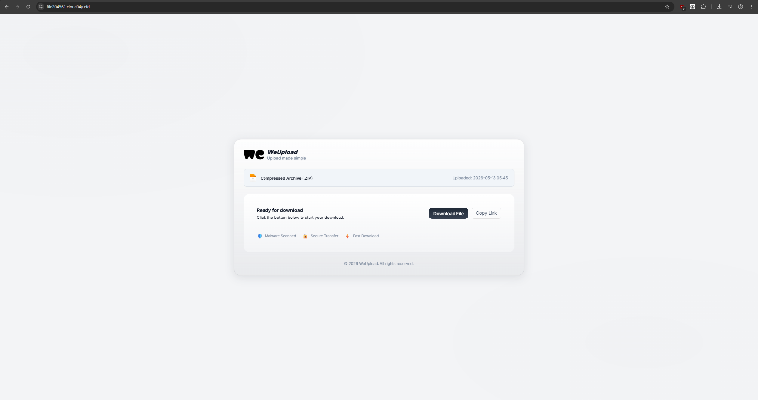 Fausse page de téléchargement